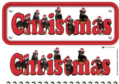 Rottweiler & Hats Christmas Sign 3D Decoupage
