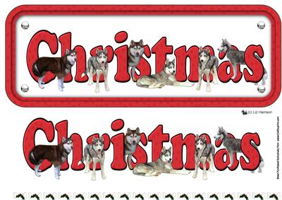 Siberian Husky Christmas Sign 3D Decoupage