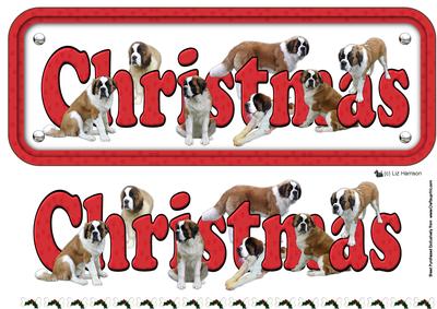 St Bernard Christmas Sign 3D Decoupage