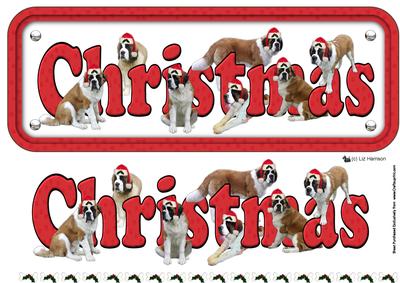 St Bernard & Hats Christmas Sign 3D Decoupage