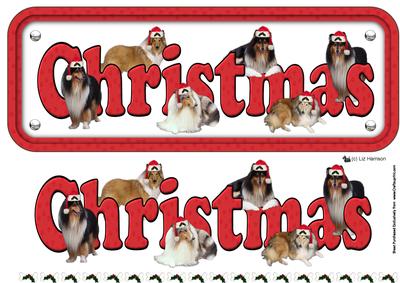 Collie & Hats Christmas Name Sign 3D Decoupage