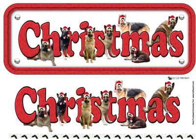 German Shepherd & Hats Christmas Sign 3D Decoupage
