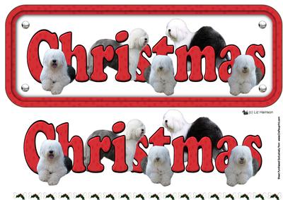 Old English Sheepdog Christmas Sign 3D Decoupage