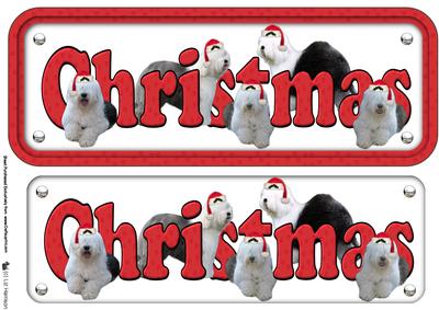 Old English Sheepdog & Hats Christmas Sign