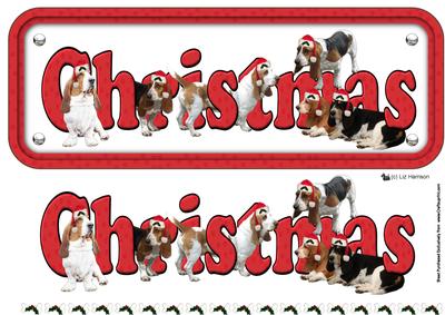 Basset Hound & Hats Christmas Sign 3D Decoupage
