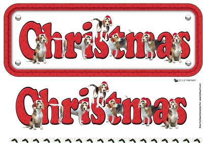 Beagle & Hats Christmas Sign 3D Decoupage