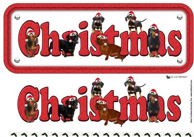 Dachshund & Hats Christmas Sign 3D Decoupage
