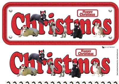 Scottie & Jack Russell with Hats Christmas Sign 3D Decoupage