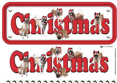 Akita & Hats Christmas Sign 3D Decoupage