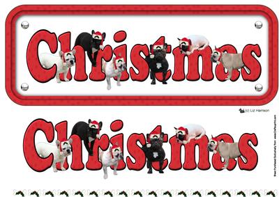 French & Hats Bulldog Christmas Sign 3D Decoupage