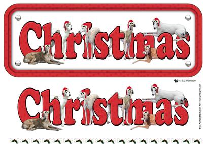 Greyhound & Hats Christmas Sign 3D Decoupage