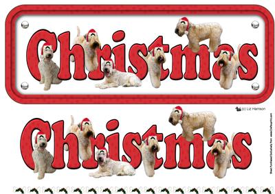 Soft Coated Wheaten Terrier Hats Christmas Sign 3D Decoupage