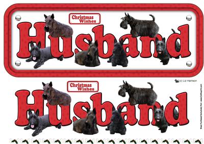 Husband Scottie Dog Christmas Sign 3D Decoupage