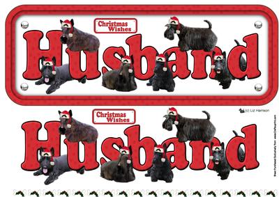 Husband Scottie Dog & Hats Christmas Sign 3D Decoupage