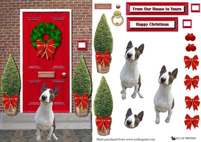 Bull Terrier Christmas Door Step