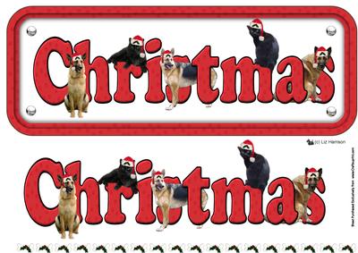 Alsatian & Black Cat with Hats Name Sign 3D Decoupage