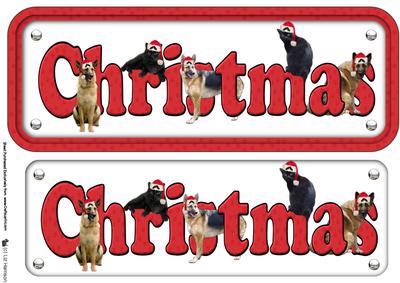 Alsatian & Black Cat with Hats Name Sign