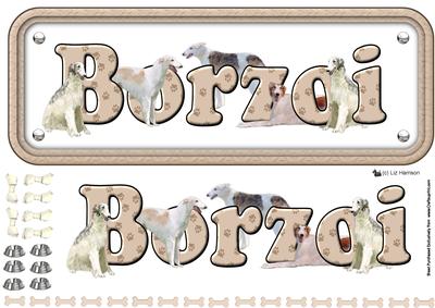 Borzoi Name Sign 3D Decoupage