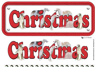 Borzoi Christmas Sign 3D Decoupage