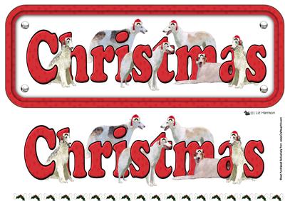 Borzoi & Hats Christmas Sign 3D Decoupage