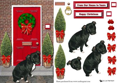 Staffie Christmas Door Step