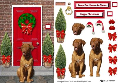 Dogue De Bordeaux Christmas Door Step