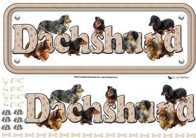 Dachshund, Long Haired, Name Sign 3D Decoupage