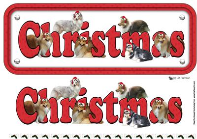 Shetland Sheepdog & Hats Christmas Sign 3D Decoupage