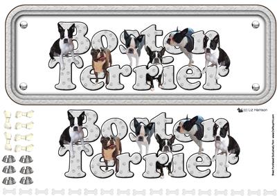 Boston Terrier Name Sign 3D Decoupage