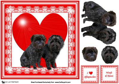 Affenpinscher 8x8 Heart 3D Decoupage