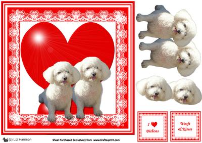 Bichon Frise 8x8 Heart 3D Decoupage