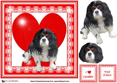 Cavalier King Charles 8x8 Heart 3D Decoupage