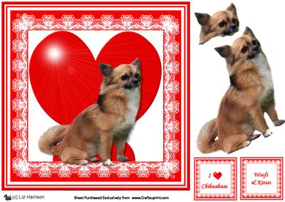 Chihuahua 8x8 Heart 3D Decoupage