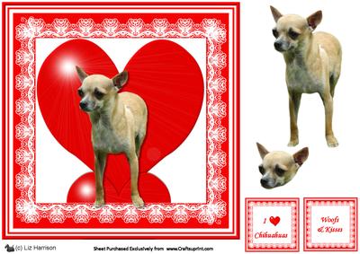 Chihuahua 8x8 Heart 3D Decoupage