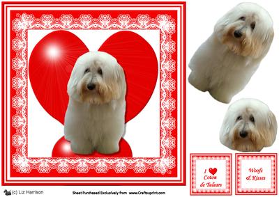 Coton De Tulear 8x8 Heart 3D Decoupage