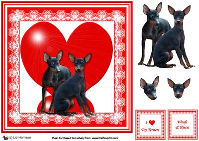 English Toy Terrier 8x8 Heart 3D Decoupage