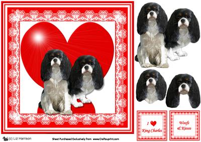 King Charles Spaniel 8x8 Heart 3D Decoupage