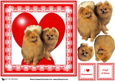 Pomeranian 8x8 Heart 3D Decoupage