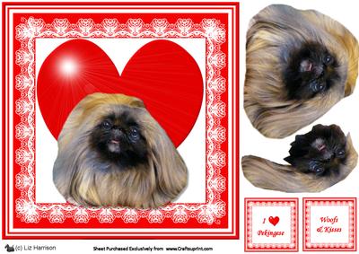 Pekingnese 8x8 Heart 3D Decoupage