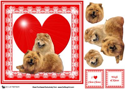 Chow Chow 8x8 Valentine 3D Decoupage