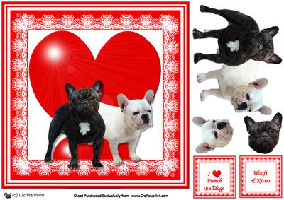French Bulldog 8x8 Valentine 3D Decoupage