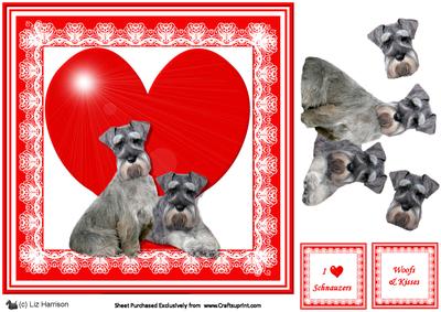 Schnauzer 8x8 Valentine 3D Decoupage
