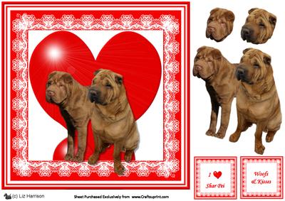 Shar Pei 8x8 Valentine 3D Decoupage