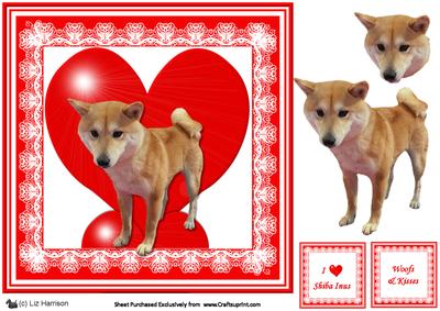 Shiba Inu 8x8 Valentine 3D Decoupage