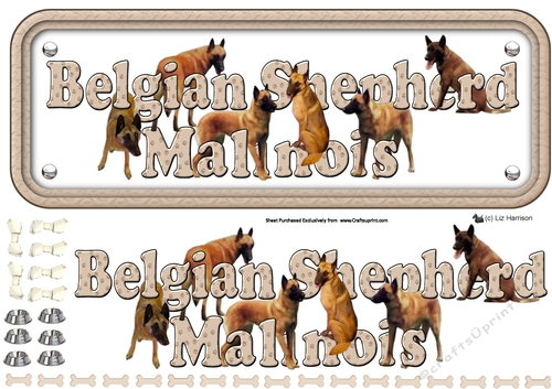 Belgian Shepherd Dog Malinois Name Sign 3D Decoupage