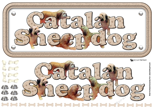 Catalan Sheepdog Name sign 3D Decoupage