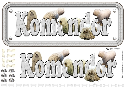 Komondor Name Sign 3D Decoupage