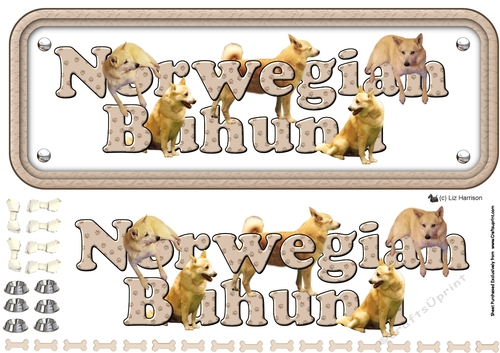 Norwegian Buhund Name Sign 3D Decoupage