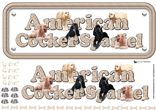 American Cocker Spaniel Name sign 3D Decoupage