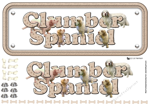 Clumber Spaniel Name Sign 3D Decoupage